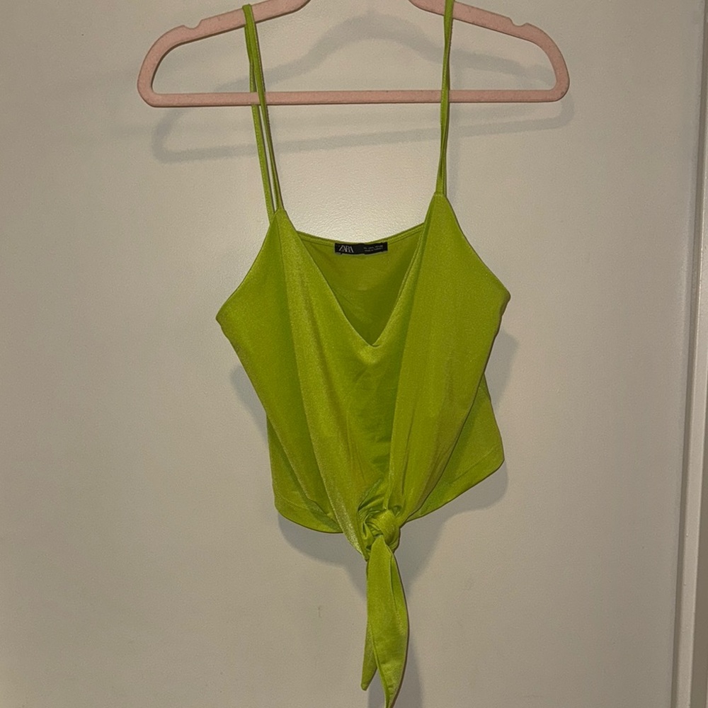 Zara Bright Green Tie-Front Camisole